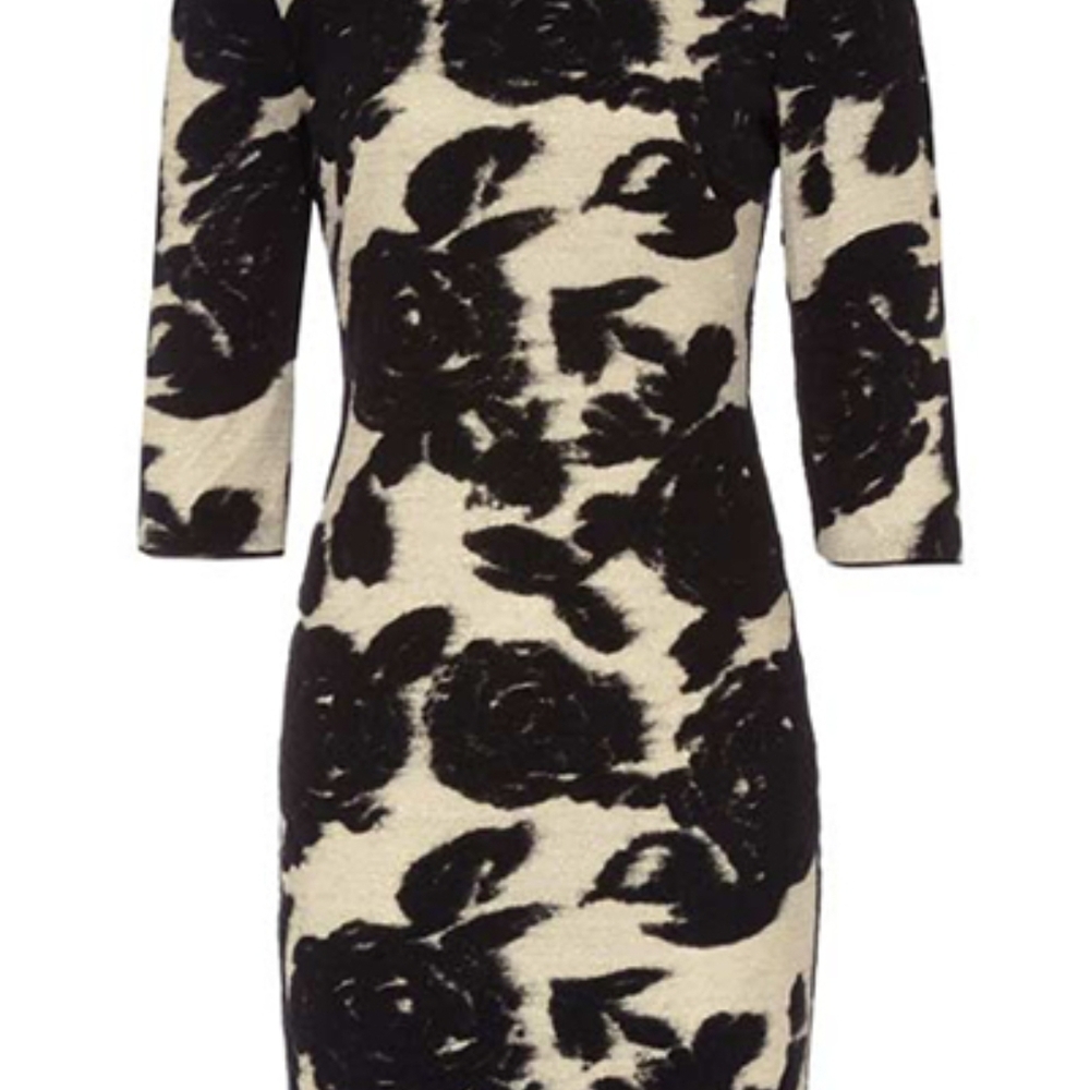 Black and Cream Off the Shoulder Bodycon Dress